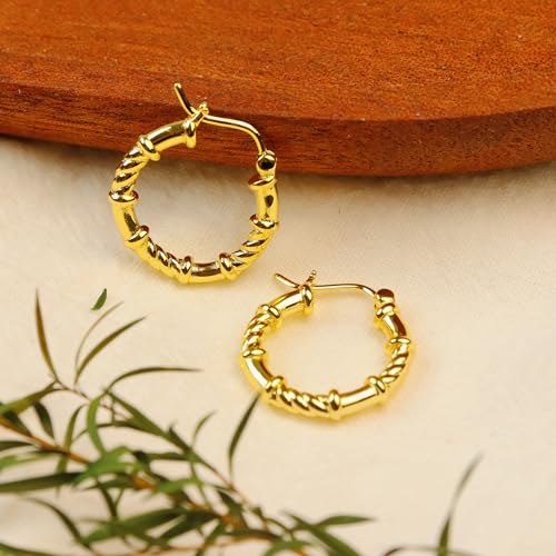 ToHeart Gold Hoop Earrings for Women Twist Hoop Earrings Gold Plated - style: Hoop Earrings C