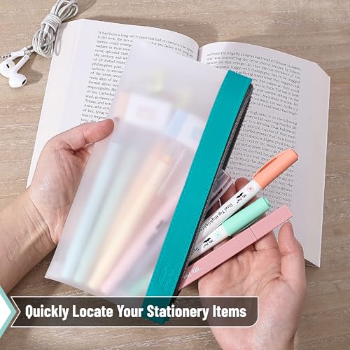 Mr. Pen- Clear Pencil Pouch, 8.50"x4.25", 3 Pack, Durable TPU Material | Medium Water-Resistant Pencil Bags with Smooth Zipper, Multipurpose Clear Pouch for Stationery, School, Office - color: Lime Vibe, size: 3 Pack, Medium