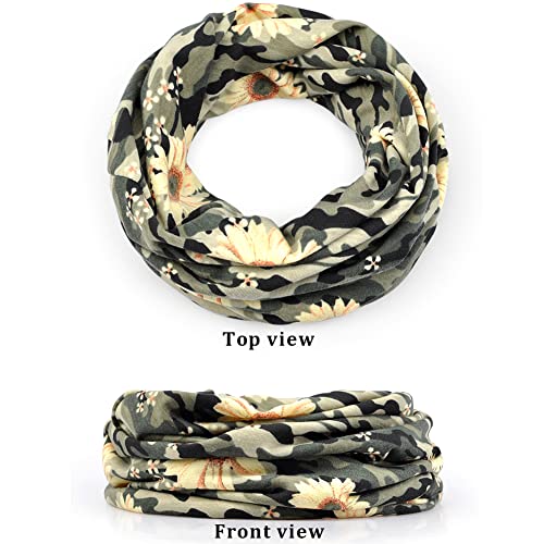 XYIYI Womens Chemo Headwear Hats Cotton Slouchy Beanie Cap Scarf - color: 2pcs Camo Sunflower