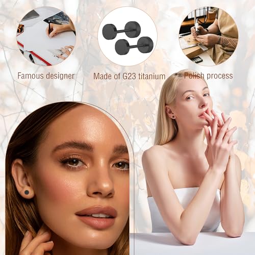 ZDE Women Earrings Flat Back Dot Earrings Titanium Hypoallergenic Cartilage Non-Nickel Earrings Studs for Sensitive Ears Simple Classic 3mm/4mm/5mm/6mm Screw On Stud Earring - color: Black, size: 5MM