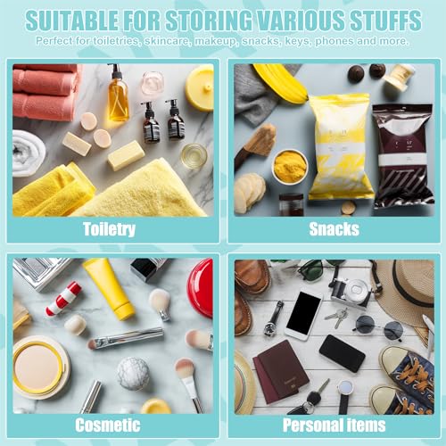 BuyCard Clear White Snack Bag for Travel, Varsity Chenille Letter Patch Flat Cosmetics Pouch with Zipper, Preppy Snacks Makeup Bags, Waterproof PVC&PU Cosmetic Toiletry Bag for Women Girls - color: White-Snacks