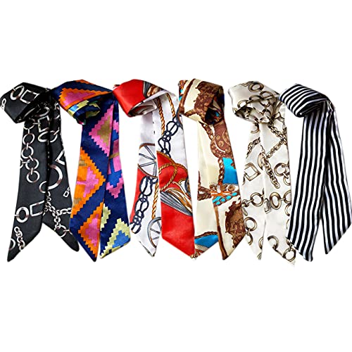 kcctoo 2/6/10Pack Scarf Bags for Women Handbag Scarfs Band Hair Neck Scarves Fashion Gifts - color: 6pcs - Grey Beige