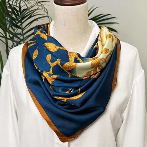 K-Elewon Large Square Scarf 43" Silk Scarf Fashion Scarves Silk Feeling Hair Wrapping Scarfs Night Sleeping Headscarf - color: Vb12