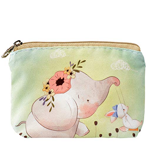 Women and Girls Cute Fashion Coin Purse Wallet Bag Change Pouch Key Holder - color: Elephant and Rabbit