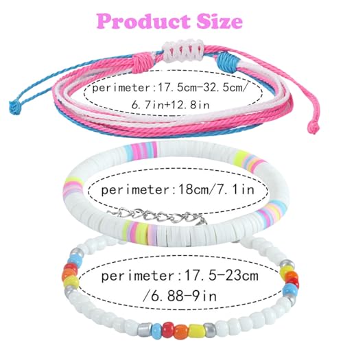 Beach Bracelet Set for Men and Women, Surfer Men Bracelet, Braided Boho Summer Bracelets Adjustable Men's Bracelet Handmade Women Bracelet String Rope Ankle Bracelets Birthday Gift - style: 4pcs Boho Bracelets Ankles White