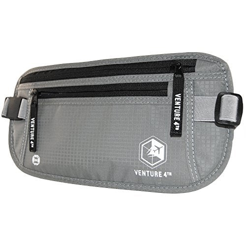 VENTURE 4TH Money Belt for Travel – Hidden Under-Clothes RFID Blocking Passport Holder & Slim Travel Wallet Pouch for Men & Women to Protect Cash, Cards & Documents (Silver) - color: Silver