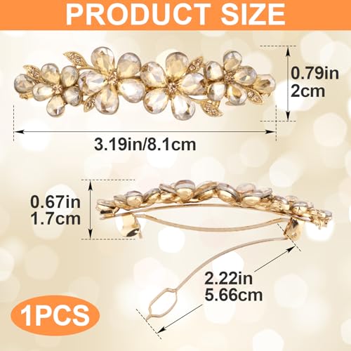 Joez Wonderful Rhinestone Hair Clips, Bridal Hair Accessories for Women, Sparkly Crystal Hair Pins, Fancy Hair Barrettes for Wedding, Bride, Long Hair (Champagne Flower, 1 Pcs) - color: Flower Champagne