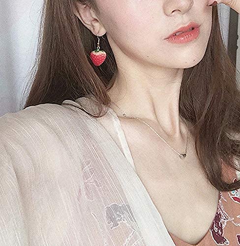 Cute Strawberry Earrings for Women-3D Acrylic Strawberry Drop Dangle Earring Costume Accessories Halloween Christmas Party Jewelry - style: A:Ear hook