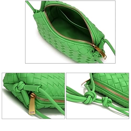 ZEDIUH Woven Bag for Women Crossbody Shoulderbag, Small Vegan Leather Purse - color: Green