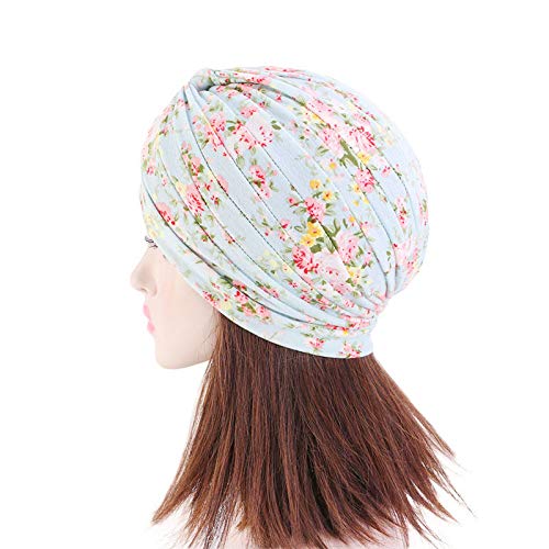 beauty YFJH Women's Cotton Turban Head Wrap Cancer Chemo Beanies Cap Headwear Cap Bonnet Hair Loss Hat - color: Light Green