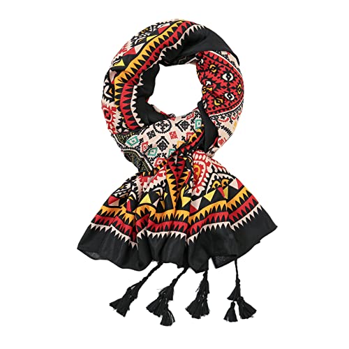 Yeieeo Boho Scarf for Women Lightweight Floral Printed Scarf Fall Winter Fashion Fringed Shawl - color: Floral 22