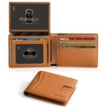 RUNBOX Wallet for Men -Slim Rfid Leather Mens Bifold Novelty Wallets 2 ID Window With Gift Box Men's Accessories | Slim - color: A Brown