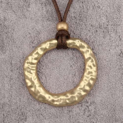Leather Necklace for Women Vintage Boho Necklaces Black Cord Choker With Pendant Casual Chunky Leather Necklace Trendy - style: Ciecle Gold Necklace