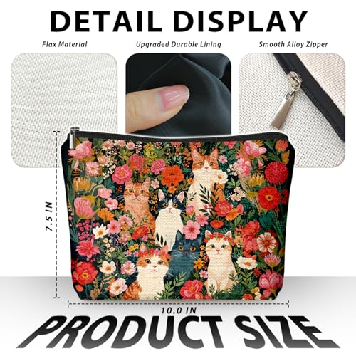 Retro Cat Makeup Bag, Kitty Cosmetic Zipper Travel Toiletry Bag for Traveling Women, Cute Black Cat Gifts for Women & Teen Girls, Cats Gifts Lovers - color: 02-Cat(09)