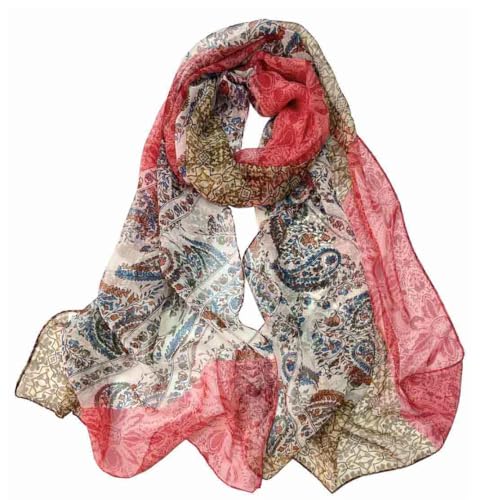 Xyueanlo Scarfs for Women Fashion Scarves Print Pattern Lightweight Sunscreen Scarf Wraps Shawls - color: Cashew Red