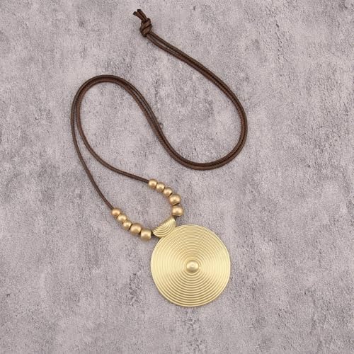 Bohemian Necklaces for Women Long Leather Necklace with Large Pendant Chunky Boho Hippie Jewelry Pendant Chocker Necklace - style: Bohemian Style Necklace