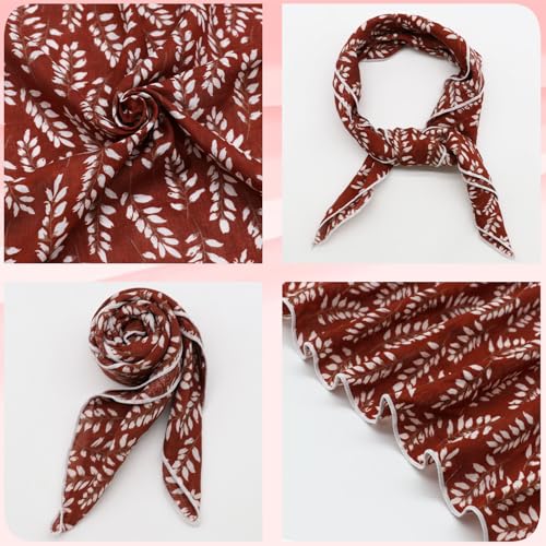 Bandanas for Women Men 21"x21" Floral Headband Scarf Versatile Hair Bandana Square Head Scarf - color: Terracotta Floral