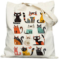 METALPHA Aesthetic Tote Bag for Women Girls - Resuable Double-Sided Printed Canvas Tote Bag with Snap Closure and Pocket - color: Cartooncats