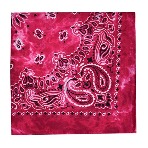 NYFASHION101 Unisex Double Sided Print Paisley Cotton Bandana Head Wrap Scarf - color: Hot Pink Tie Dye