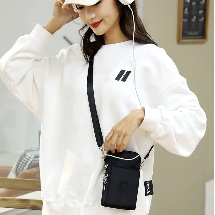 WITERY Waterproof Nylon Cute Crossbody Cell Phone Purse Smartphone Wallet Bag for Women - color: Black 2