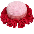 Handmade Crochet Bucket Hat for Women Boho Chic Slouchy Design Colorblock Ruffled Brim Festival&Daily Crochet Hat - color: Fuchsia Pink Contrasting