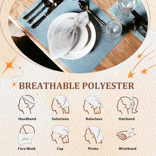 50 Pcs Bandanas Bulk Large Bandana Headband Paisley Cowboy Bandana Scarf Handkerchief for Women Men - color: White