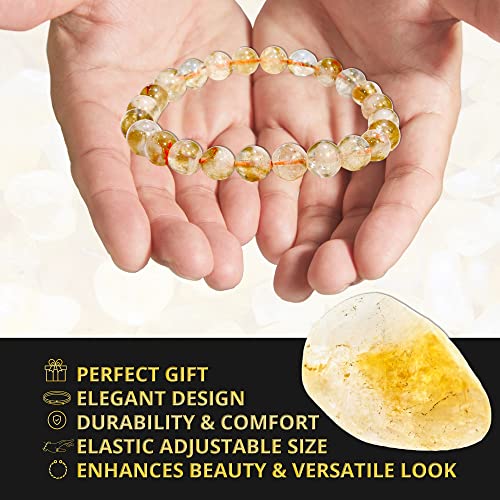 ANAYA AGATE Healing Crystal Bracelet for Women and Men – 8mm Round Beaded Bracelet for Men and Women – Unisex Stretchy Gemstone Bracelet for Healing and Protection - color: Citrine Natural