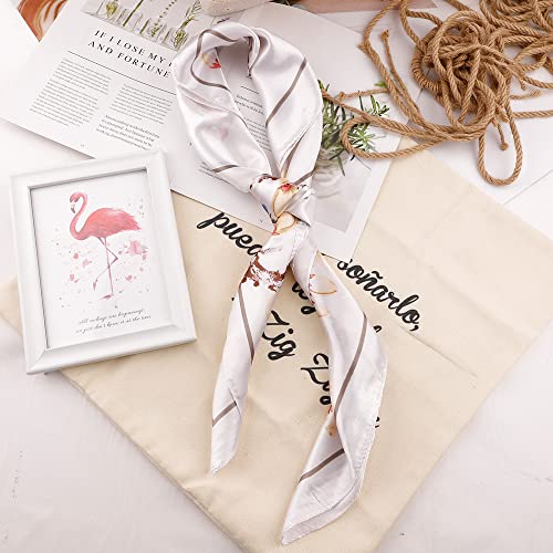 NZKNP Silk-Like Head Scarf - Women's Bandana Wraps - color: 22-classical White Flowers, size: 35"*35"