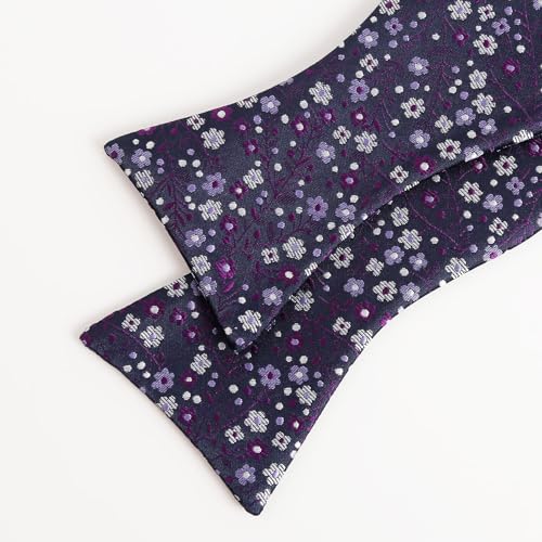 Alizeal Mens 2pcs Classic Floral Pattern Self-tied Bow Tie and Handkerchief Set - color: 045-dark Purple