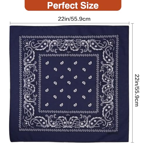 Raylarnia 100% Cotton Large Bandanas for Men and Women, 22 Inch Paisley Bandana with Multiple Colors - color: Burgundy/Army Green/Navy Blue