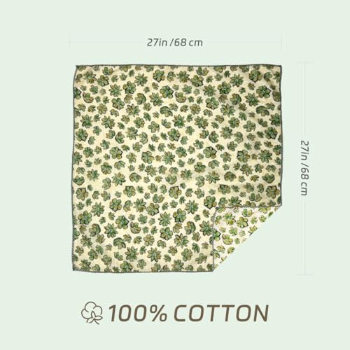 Cotton Bandana,Large Bandanas for Women,Head Coverings for Women,Head Scarf Handkerchief, Square Headband 27" x 27" - color: 27-14-petal-green