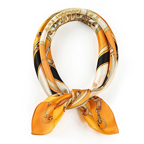 ANDANTINO 100% Mulberry Silk Scarf -21” Square Neckerchief with Gift Packed - color: Orange