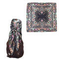 35 x 35 Women's Fashion Pattern Large Square Silk Like Hair Scarf Head Sleeping Wrap Satin Neck Bandana for Gift… - color: Black-buddha Cashew Nut