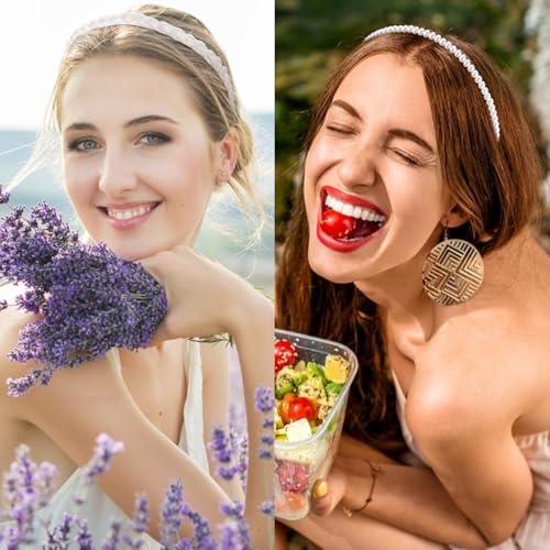 VELSCRUN Headbands for Women 7 Pcs Different Bright Purple Knotted Solid Pearl Head Bands Non Slip Hair Band for Womens Gilrs Thin Thick Short Hair Fashion Accessories - color: Bright Purple