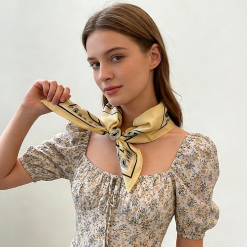 21 x 21 Inch Cotton Bandana for Women and Men,Soft Breathable Head Scarf, Multi-purpose Headband, Hair Scarf - color: Waistband Frame Yellow-un21