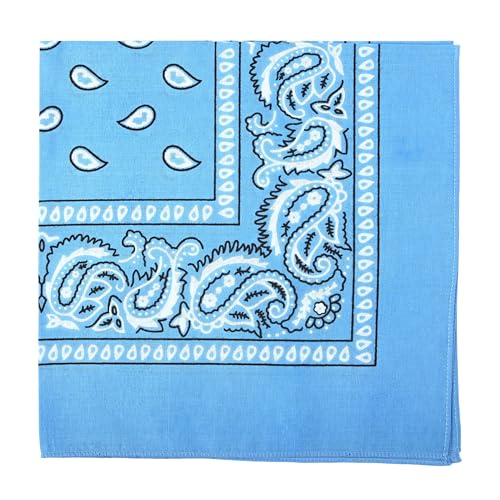 Motique Accessories 22 Inch Cotton Paisley Bandana - color: Light Blue