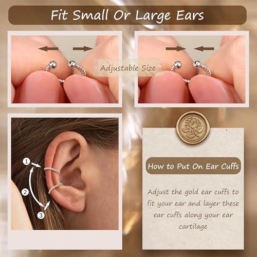 Florideco 4 PCS Ear Cuffs Non Piercing Hypoallergenic 14K Gold Plated Ear Cuff Earrings for Women Trendy CZ Clip On Cartilage Earring Set Dainty Adjustable Fake Piercings Earrings - color: Cross CZ: Silver Plated