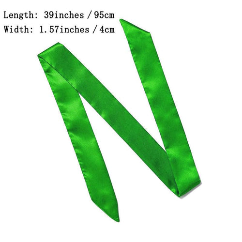 10 Pcs Long Thin Small Skinny Scarf Satin Neck Tie Ribbon Choker for Women Girls - color: Christmas Green