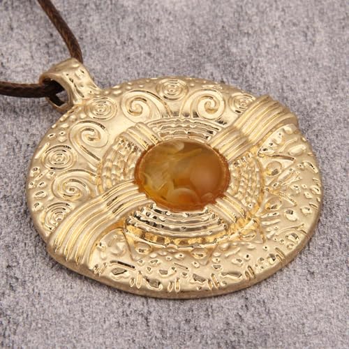JAOYU Boho Necklace for Women Large Pendant Necklace Boho Long Choker Leather Gold Necklace Vintage Earthy Jewelry Trendy - style: Chunky Boho Pendant Necklace