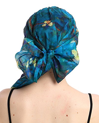 Chemo Headwear Turbans for Women Long Hair Head Scarf Headwraps Cancer Hats - color: Blue