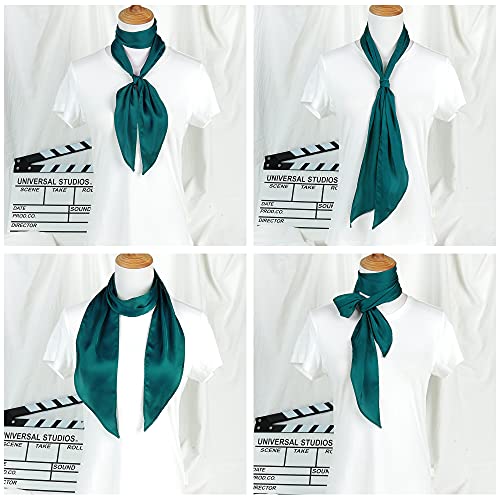 GERINLY Solid Color Long Neckerchief Pure Skinny Scarf Necktie for 50's Costume Party Wedding Cosplay Accessory Headband - color: Blue Green