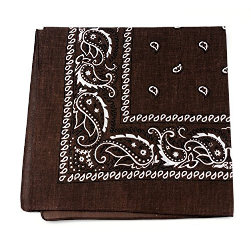 NYFASHION101 Unisex Double Sided Print Paisley Cotton Bandana Head Wrap Scarf - color: Brown
