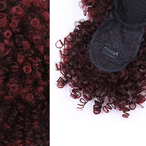 Drawstring Ponytail with Bangs - Afro Puff Extensions for Women - Short Curly Clip in Wrap Updo Hairpiece (TBUG) - color: TBUG