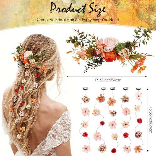 Boho Bridal Hair Vine Artificial Flower Bridal Headpiece Wedding Hair Accessories Long Vine Wedding Head Piece Accessories - style: Boho