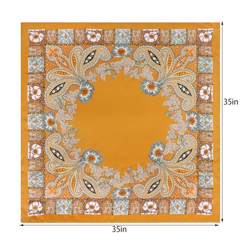 Pistha Head Scarf Bandana for Women, Satin Scarf for Hair, Large Square Silk Bandana Headscarf for Women and Men 35 Inch - style: Classic-gold