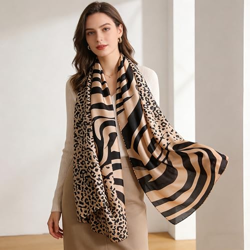 Silk Scarf Mulberry Silk Fashion Scarves Long Lightweight Shawl Wrap … - color: W09