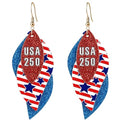 ANXIN boho unique Leather Earrings 2 Layered Lightweight Faux Leather Leaf Earrings Layered Design Drop Earrings Gift for Women - color: Usa