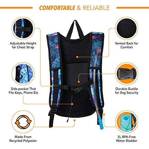 Vibe Festival Gear Rave Hydration Pack Backpack with 2L Water Bladder for Women Men – Festival Hydropack, Hydro Pack, Leak Proof, Lightweight – Teens, Party, Hiking, Running, Outdoor Sports - color: Flamingo