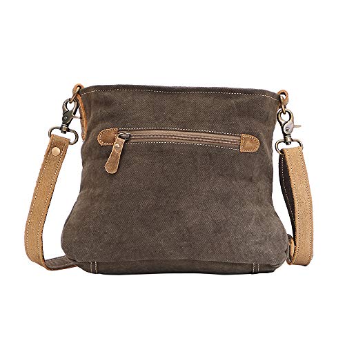 Myra Bag Floral Purses for Women - Genuine Leather and Canvas Floral Purse with Flower Print, Flower Handbags for Women - style: Saplings Shoulder Bag