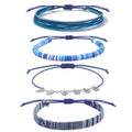 Beach Summer Ankle Bracelet for Women Handmade Braided Adjustable String Anklets Waterproof Surfer Bracelet - color: Blue 25